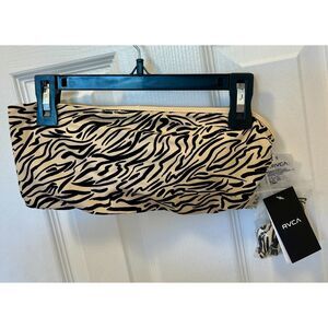 NWT RVCA Womens Standard Bandeau Bikini Top Strapless XS Zebra Pattern